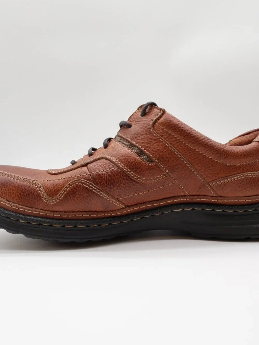 Hush Puppies Pathway Mens 10.5 Tan Leather Comfort Oxford Shoes H100746 NOS